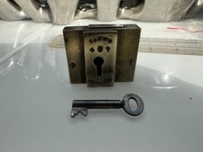 Fechadura de segurança antiga latão, funcionando, com dimensões-chave mostradas comprar usado  Enviando para Brazil