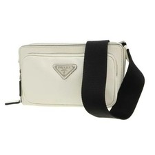 Bolsa de ombro PRADA 2VH156 branca bolsa de cinto saffiano bolsa de mão logotipo triângulo usada, usado comprar usado  Enviando para Brazil