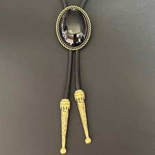 Colar de casamento masculino ônix preto gravata bolo cowboy vintage liga encerada corda, usado comprar usado  Enviando para Brazil