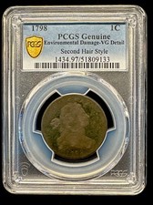 Busto drapeado 1798 grande 1 centavo PCGS genuíno muito bom estado detalhe segundo estilo de cabelo - comprar usado  Enviando para Brazil