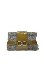 Bolsa de mão Luca Luca feminina couro envernizado fecho aba tecido marrom comprar usado  Enviando para Brazil
