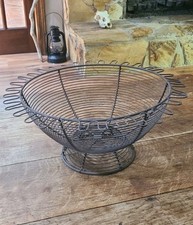 Cesta de arame francesa antiga tigela vieira pedestal de metal fazenda rústica primitiva 15", usado comprar usado  Enviando para Brazil