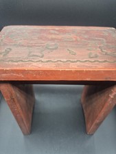 Taburete de madera de arte popular vintage elevador grabado segunda mano  Embacar hacia Mexico
