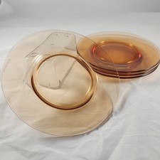 Conjunto de 4 pratos de chá vintage Duralex Lys vidro âmbar sobremesa bolo, 7,25" França comprar usado  Enviando para Brazil