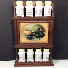 Rack de especiarias de vidro leitoso vintage casa de campo frascos de ervas parede de madeira frutas Cottagecore comprar usado  Enviando para Brazil