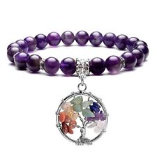 Cura Natural Cristal Contas Redondas 7 chakra reiki Árvore Da Vida Pulseiras De Pedra comprar usado  Enviando para Brazil