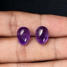 Cativante par de pedras preciosas soltas em forma de ovo de ametista roxa natural 9 x 13 mm comprar usado  Enviando para Brazil