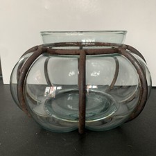 Usado, Vaso tigela abóbora vintage brutalista em ferro forjado arte vidro soprado à mão plantador comprar usado  Enviando para Brazil