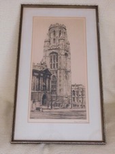 Signed framed etching for sale  BARNSTAPLE