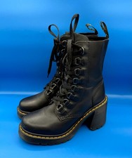 Botas de combate femininas Dr. Martens Chesney 8 couro preto superior com cadarço AWOO4 comprar usado  Enviando para Brazil