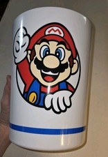 Rara lata de lixo de plástico branca vintage 2019 Super Mario Brothers 10"x 7 3/4", usado comprar usado  Enviando para Brazil