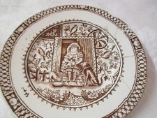 Atq England C.A. & Sons marrom Transferware prato infantil Little Mae com rachadura para cachorro comprar usado  Enviando para Brazil