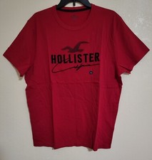 Camiseta Hollister masculina bordada gráfica gola redonda manga curta vermelha tamanho GG  comprar usado  Enviando para Brazil