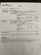 Brittany ferries ticket for sale  NEWCASTLE