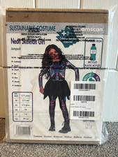Usado, Macacão e máscara Amscan neon esqueleto menina Halloween fantasia vestido fantasia idade 2-3 comprar usado  Enviando para Brazil