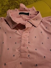 Camisa polo de golfe G/Fore G4 estampa de caveiras e camisetas design rosa pequeno grátis🎁 comprar usado  Enviando para Brazil