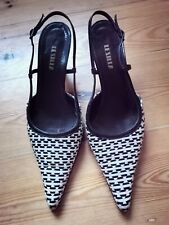 black white kitten heel shoes for sale  LONDON