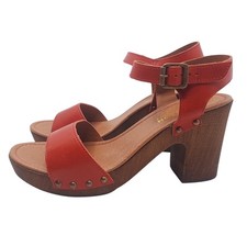 Usado, CONJUNTO LOG Kenneth Cole tamancos de salto plataforma madeira Y2K feminino EUA 9 couro Itália ferrugem comprar usado  Enviando para Brazil