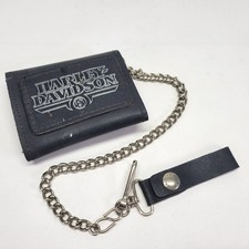 Carteira de couro Harley Davidson motociclista corrente tripla dobra motocicletas preta, usado comprar usado  Enviando para Brazil