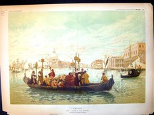 Usado, Quadro de Veneza com estampa antiga Clara Montalba Gôndola Flores Catedral 1887 19º comprar usado  Enviando para Brazil