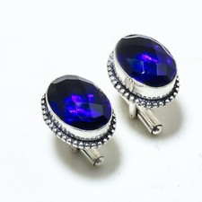 Abotoaduras étnicas feitas à mão de pedra preciosa de safira azul 0,925 prata esterlina Stnd. comprar usado Abotoaduras étnicas feitas à mão de pedra preciosa de safira azul 0,925 prata esterlina Stnd. comprar usado  Enviando para Brazil