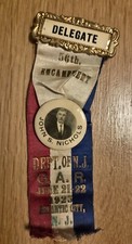 Usado, 1925 GAR Delegado Pin com Fita Dupla e Pinback 56º Acampamento Atlantic City NJ comprar usado  Enviando para Brazil