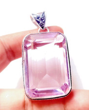 Pingente de joia étnica feito à mão de prata esterlina 925 pedra preciosa rosa kunzita 2,10" comprar usado  Enviando para Brazil