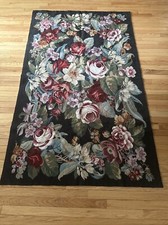 Tapete/parede vintage bordado à mão bordado à mão preto floral pendurado 47”x77” comprar usado  Enviando para Brazil
