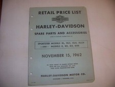 Harley Davidson 1962 lista de precios minoristas repuestos y accesorios ¡Bonito! segunda mano  Embacar hacia Mexico