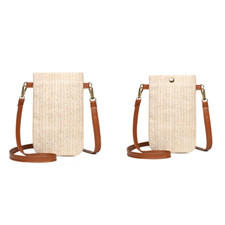 Mini bolsas transversais de palha femininas de verão tecido carteira de telefone (bege sem fivela) comprar usado  Enviando para Brazil