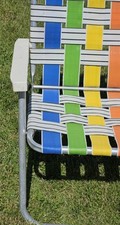 Cadeira dobrável de alumínio vintage praia gramado pátio webbed multicolor brilhante, usado comprar usado  Enviando para Brazil