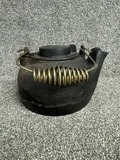 Chaleira de chá de ferro fundido vintage tampa giratória alça espiral fundo plano água quente-KB25 comprar usado  Enviando para Brazil