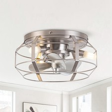 Controle remoto de ventilador de teto Parrot Uncle industrial 3 luzes gaiola de metal perfil baixo, usado comprar usado  Enviando para Brazil