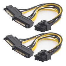 2 pçs adaptador de fonte de alimentação cabo placa de vídeo macho duplo 15 pinos SATA para PCIe 8 pinos 6+2 comprar usado  Enviando para Brazil