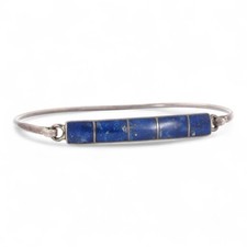 Pulseira vintage prata esterlina 950 azul lápis-lazúli incrustada 6g, usado comprar usado  Enviando para Brazil