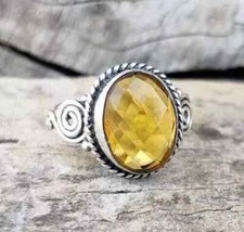 Anel feminino prata esterlina 925 feito à mão pedra preciosa citrina declaração todos os tamanhos R270, usado comprar usado  Enviando para Brazil