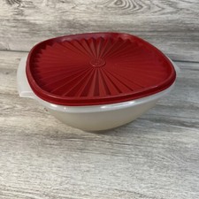 Tigela de servir vintage 9" Tupperware #858 Servalier LG transparente com selo instantâneo vermelho #859 comprar usado  Enviando para Brazil
