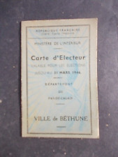 Rarissime carte electeur d'occasion  Béthune