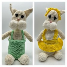 Cestas de coelho de Páscoa vintage feitas à mão de crochê menino e menina divididas ao meio comprar usado  Enviando para Brazil