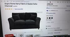 charcoal fabric 2 seater sofa for sale  ABINGDON