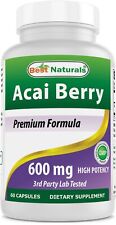 Usado, Extrato de Açaí Best Naturals 600 mg 60 Cápsulas Antioxidantes - Gordura Natural comprar usado  Enviando para Brazil