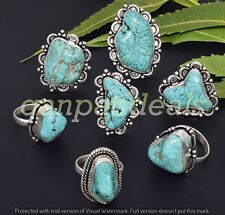 Promoção! Anel De Pedra Preciosa Turquesa Atacado 5pcs Lote 925 Joia Folheado A Prata, usado comprar usado  Enviando para Brazil