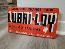 Placa aditiva de óleo vintage original da década de 1940 Lubri-Loy rack de metal topper Go Gas  comprar usado  Enviando para Brazil