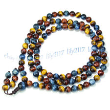 Usado, Multi-color Tigres Olho Redondo Gems 108 grânulos De Oração Tibetana Budista Mala Colar comprar usado  Enviando para Brazil