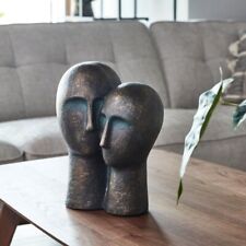 ESCULTURA DUPLA FACE, 11”H ARTE MODERNA CABEÇAS DE METAL PRETO DE ALGUMAS ESTATUETAS comprar usado  Enviando para Brazil
