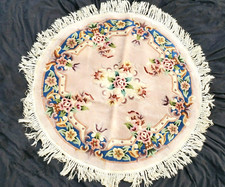 Usado, TAPETE REDONDO FLORAL VINTAGE ROSA DESIGN FLORAL TAPETE DE LÃ TAPETE DE ÁREA DE SEDA REDONDO 54" comprar usado  Enviando para Brazil