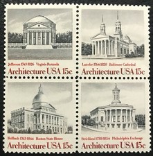 1979 Scott# 1779-1782 - 15¢ - Bloco de 4 - ARQUITETURA - Estado perfeito, sem marca de charneira  comprar usado  Enviando para Brazil