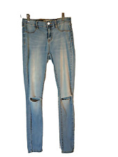 Jeggings femininos Bullhead Denim Co cintura média skinny 27 azul claro elástico, furos comprar usado  Enviando para Brazil