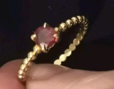 Anillo solitario granate banda con cuentas de lujo de oro en plata de ley 925 talla P/Q segunda mano  Embacar hacia Argentina