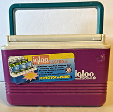 Vintage 1995 Igloo Cooler Legend 6 Roxo e Verde Suporta 6 Latas Fabricadas nos EUA 5,3 Qt comprar usado  Enviando para Brazil